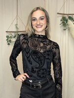 Wholesalesir Fleece Printed Mesh Long Sleeved Top