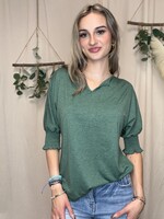 Wholesalesir Loose V-Neck Bat Sleeve Tie T-Shirt