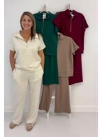 Plus Scuba High Neck Half Zip Top & Pants Set