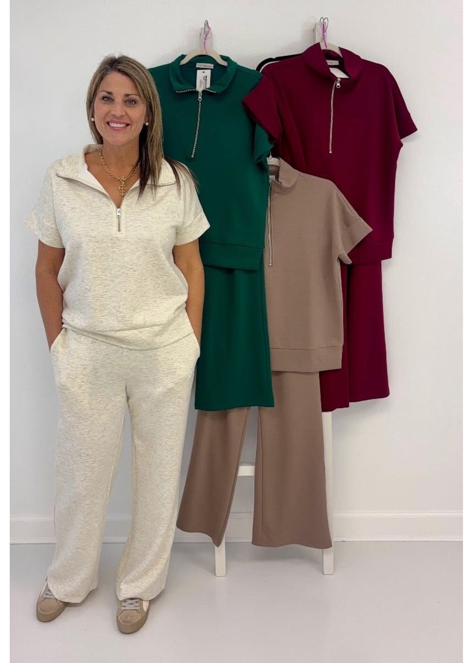 Scuba High Neck Half Zip Top & Pants Set