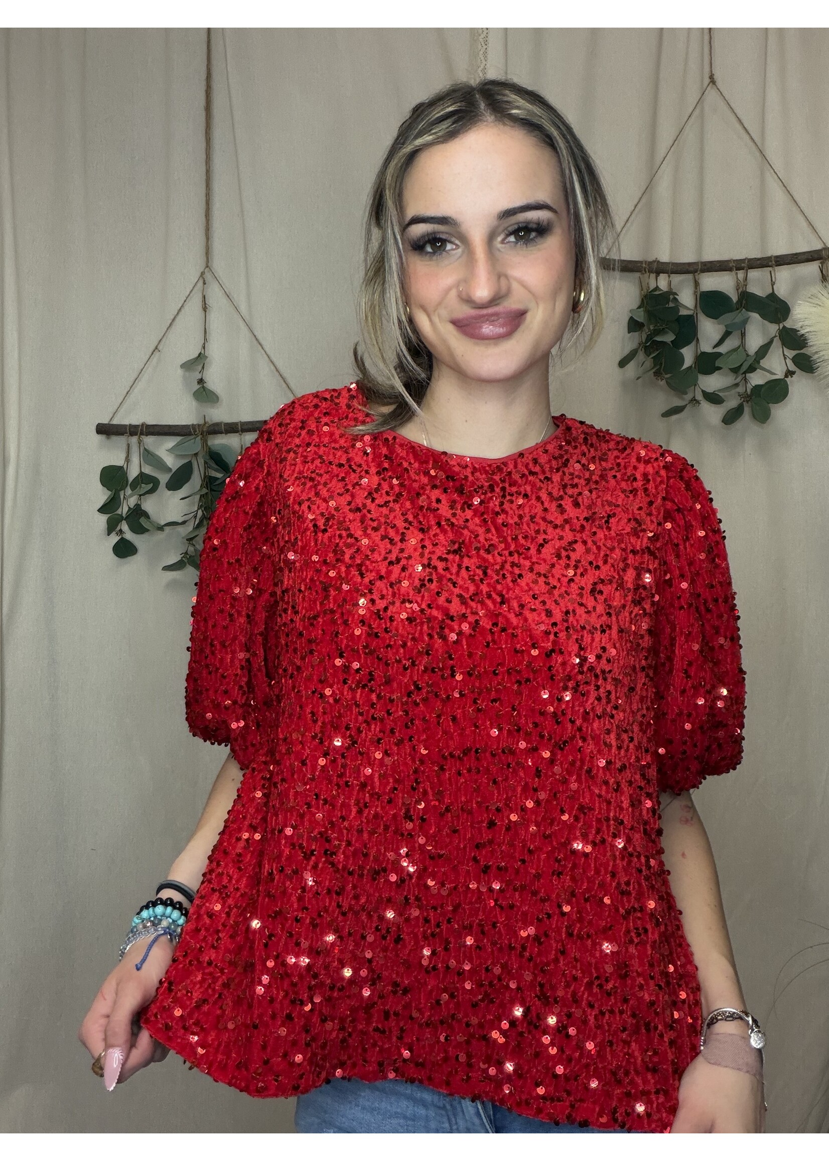 Sparkling Sequin Velvet Top