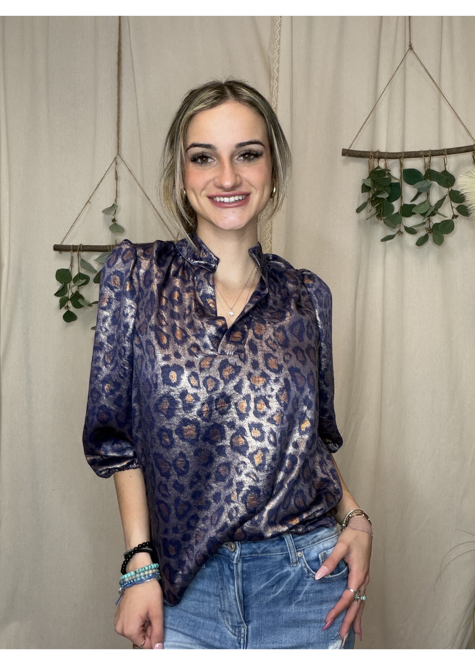 Foil Leopard Blouse