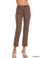 Acid Washed High Waist Cropped Pants