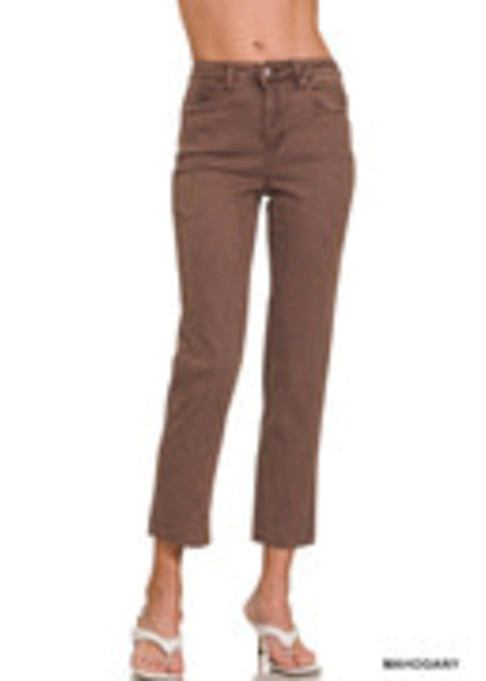 Acid Washed High Waist Cropped Pants