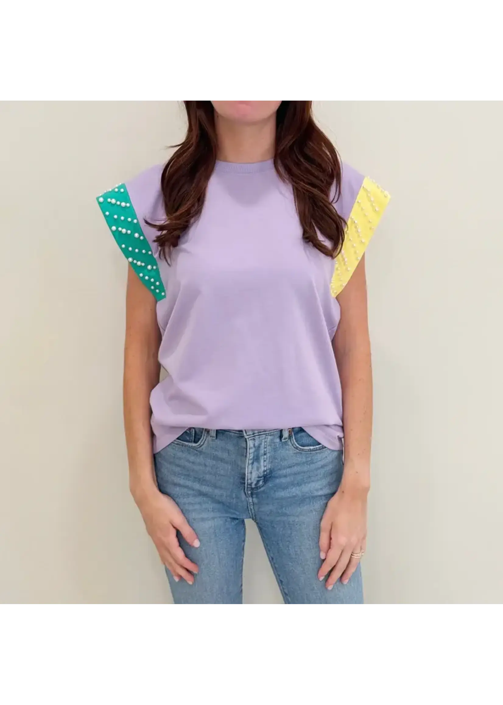nola mercantile Pastel Mardi Flutter Sleeve Top