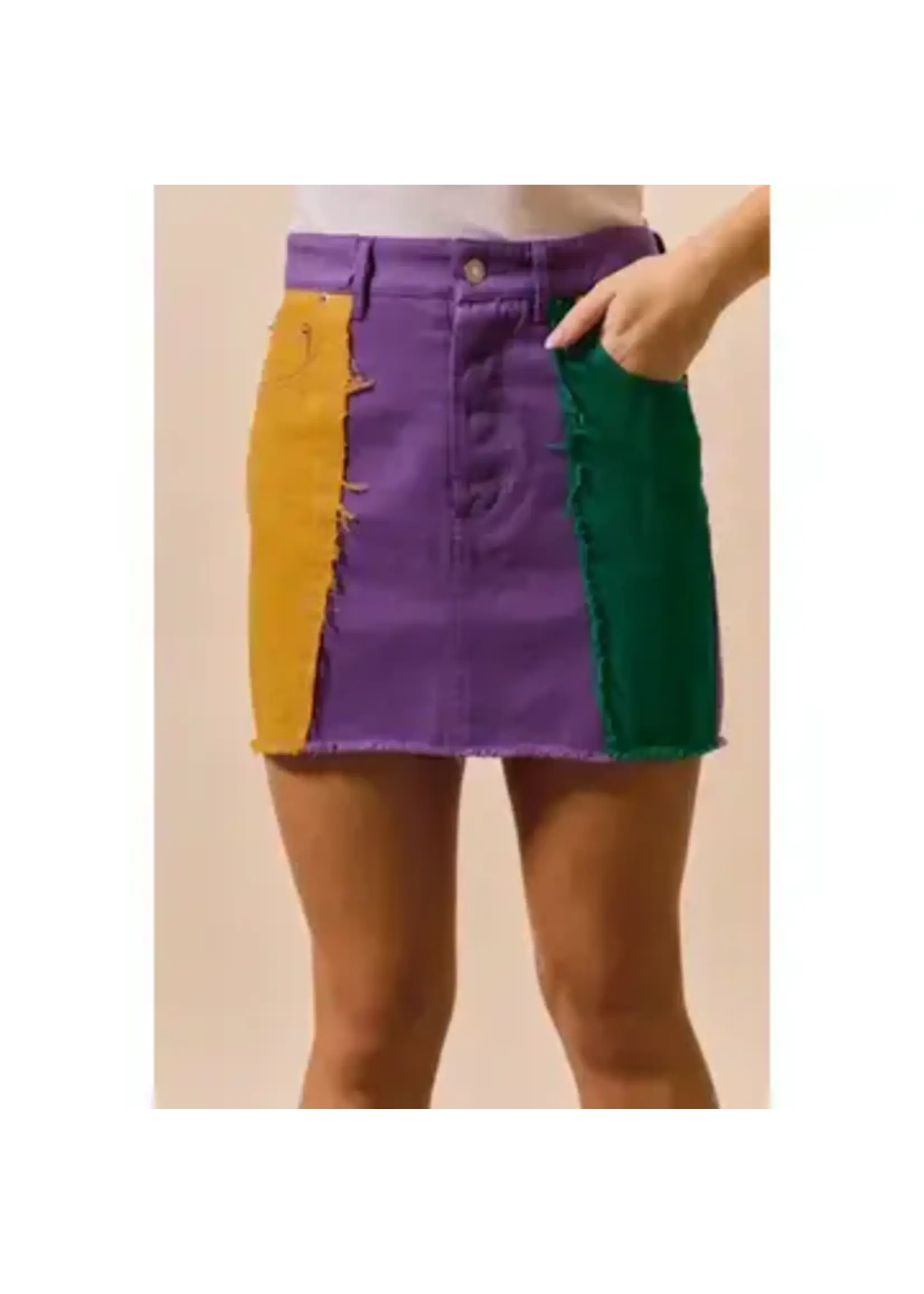 So Me Mardi Gras Color Block Mini Skirt