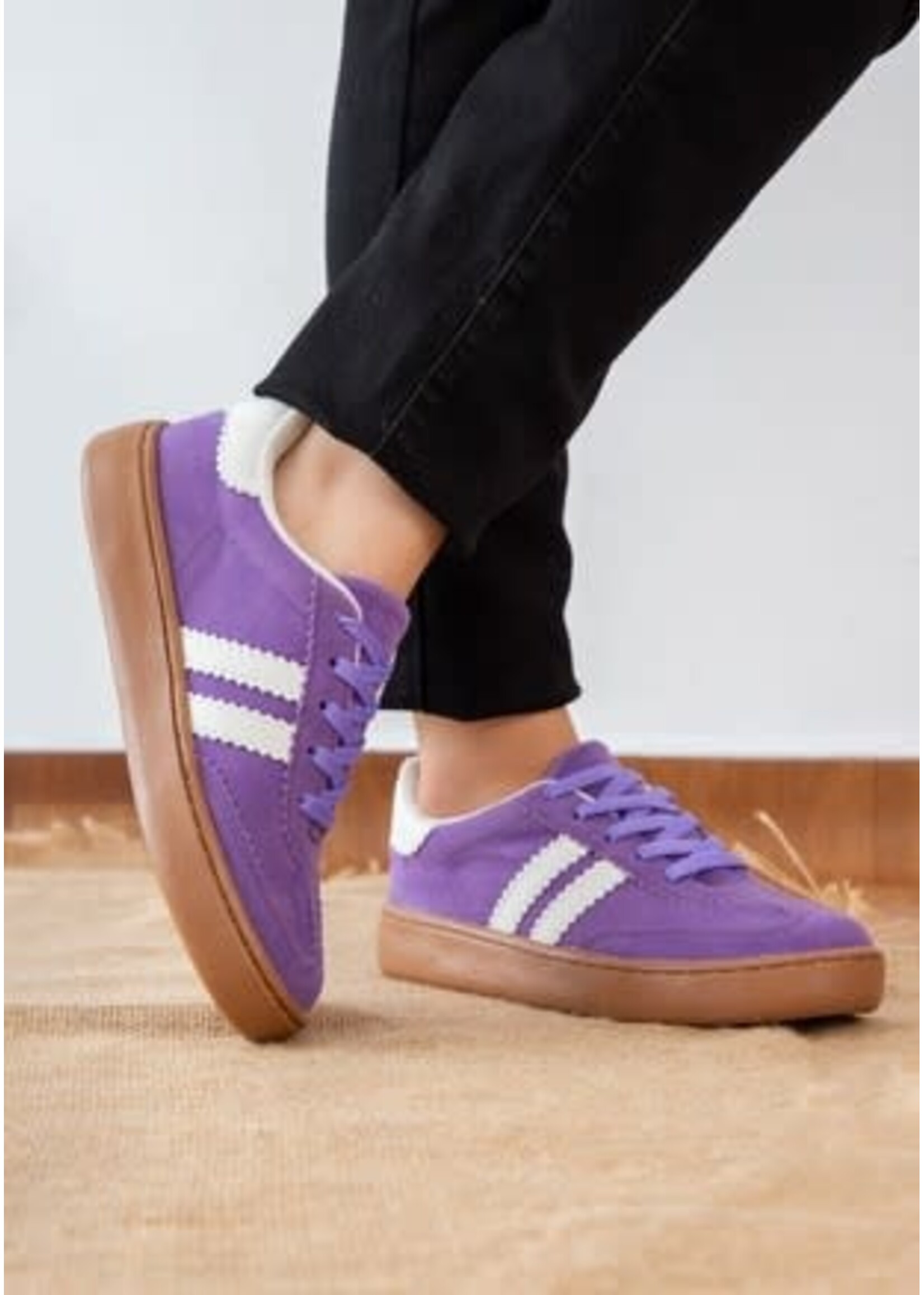 Miel Miel Purple and White Striped Shoes