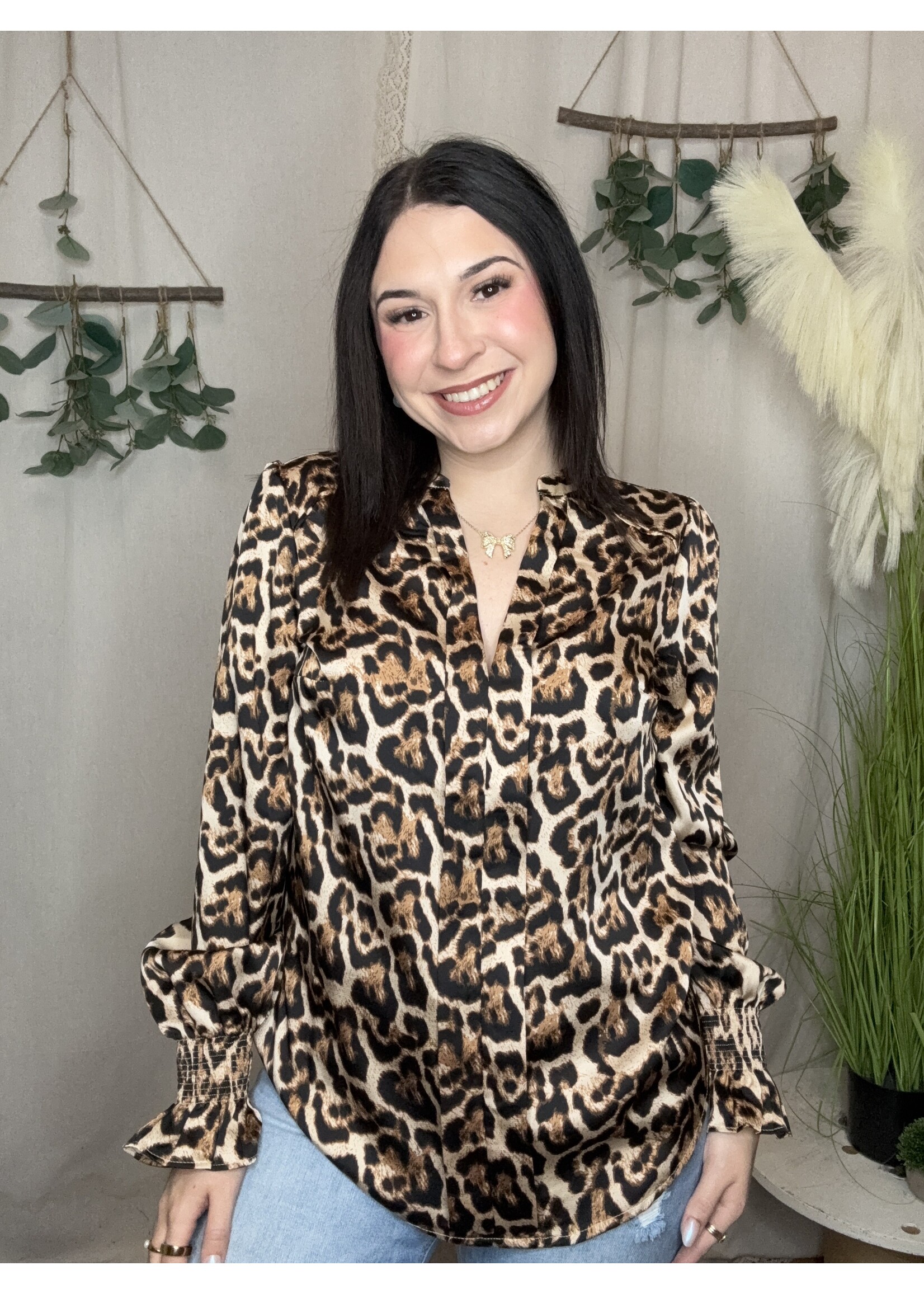 Pleated Neck Satin Top