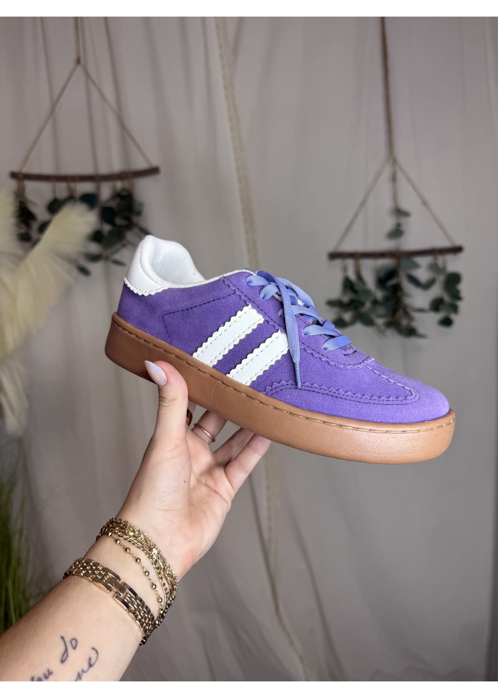 Miel Miel Purple and White Striped Shoes