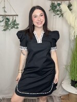 little daisy closet Leopard Notched Neck Puff Sleeve Dress