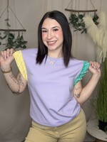 nola mercantile Pastel Mardi Flutter Sleeve Top