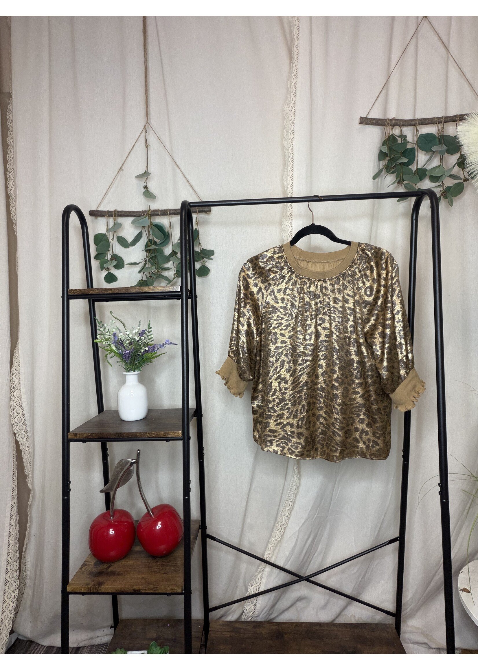 little daisy closet Leopard Half Sleeve Blouse