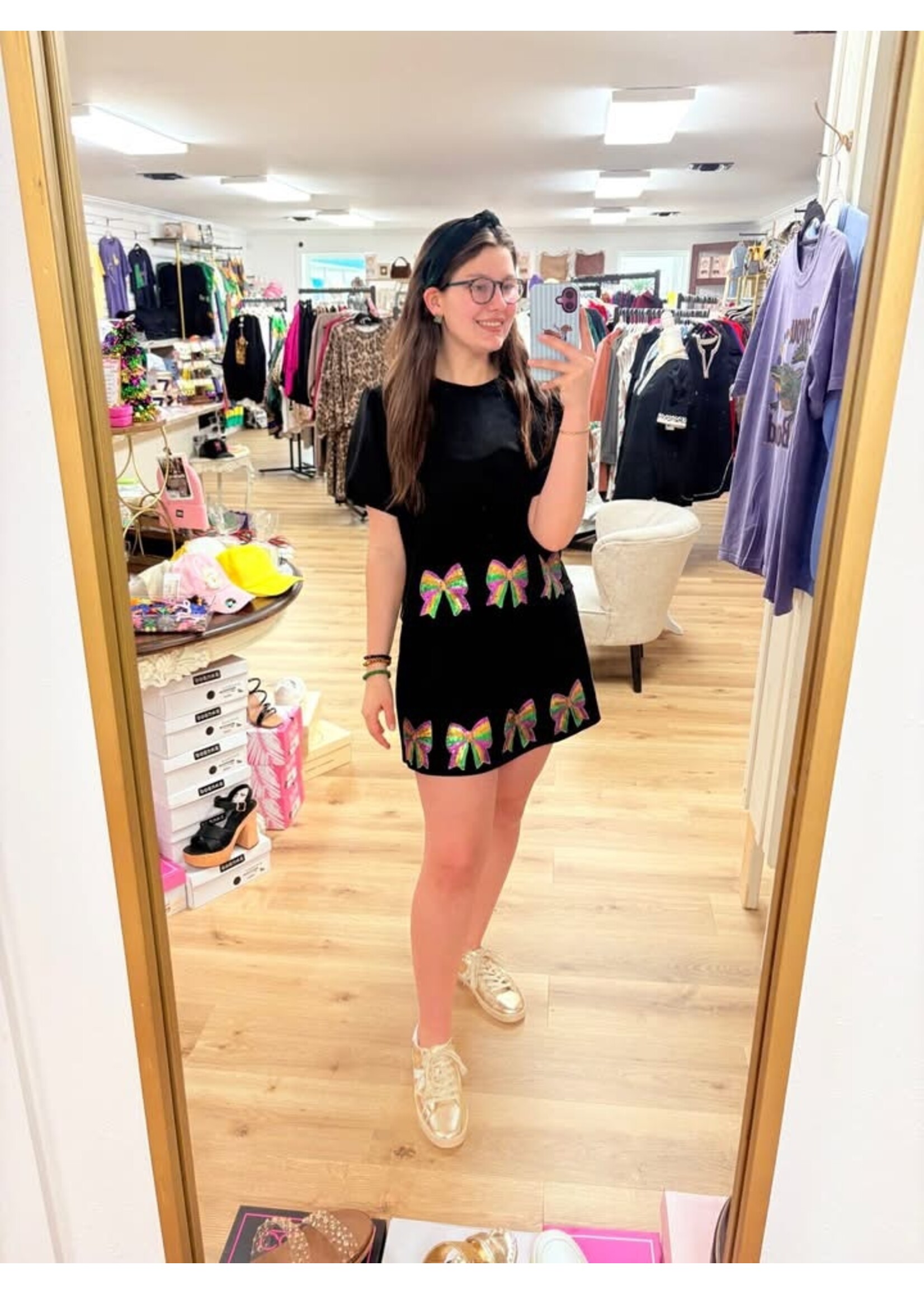 Lov Lov Mardi Gras Sequin Bow Top And Skirt Set