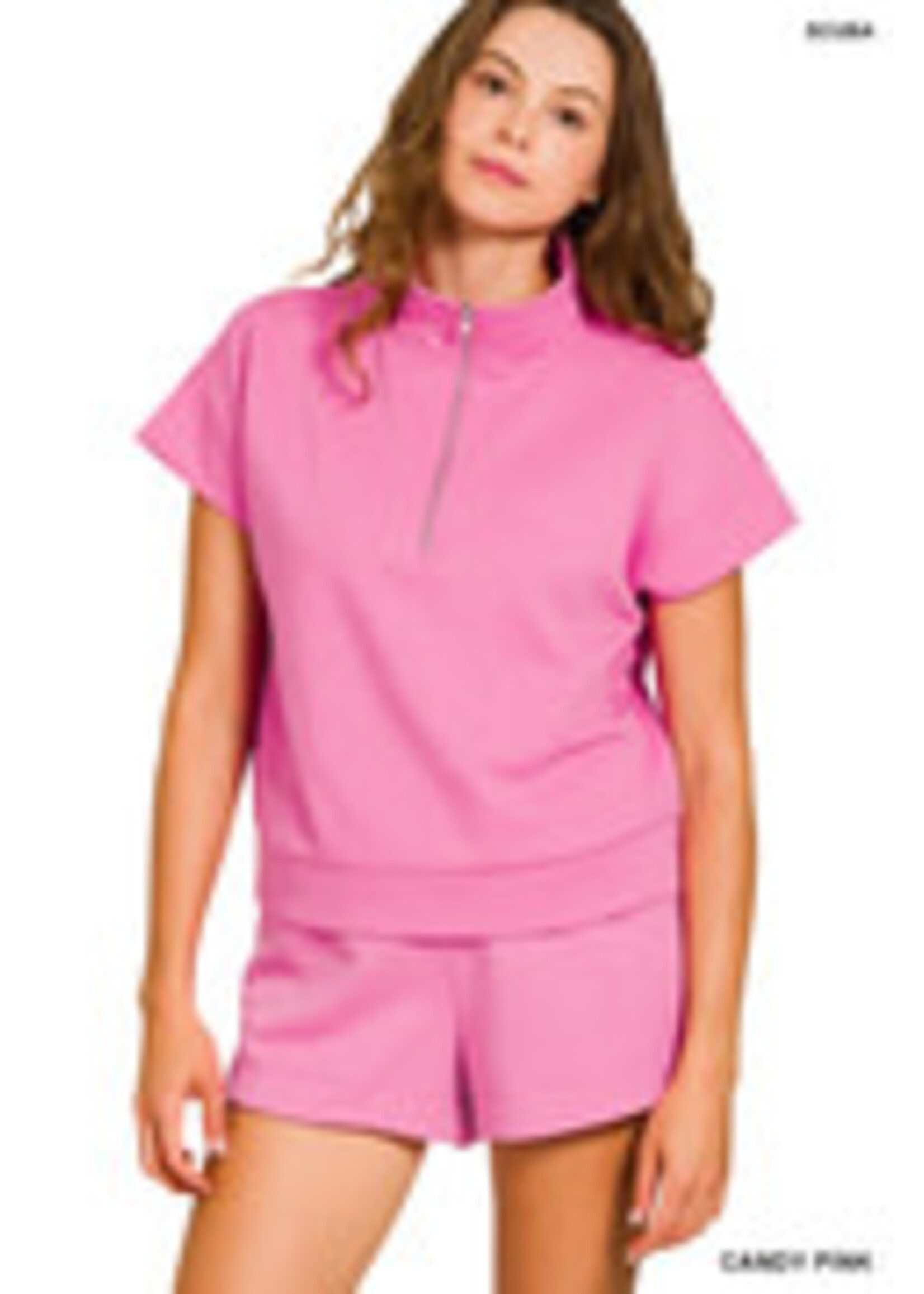 Half Zip Short Sleeve Set