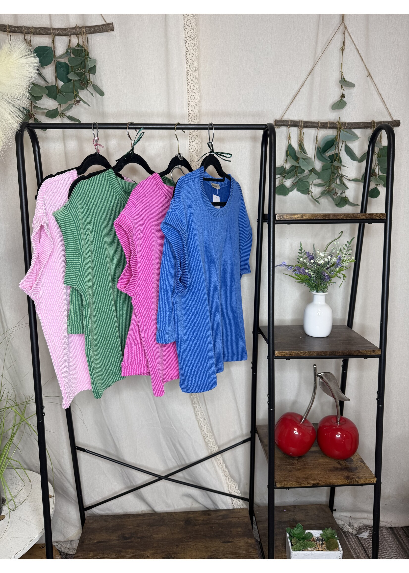 Raised Rib Cap Sleeve Top & Shorts Set