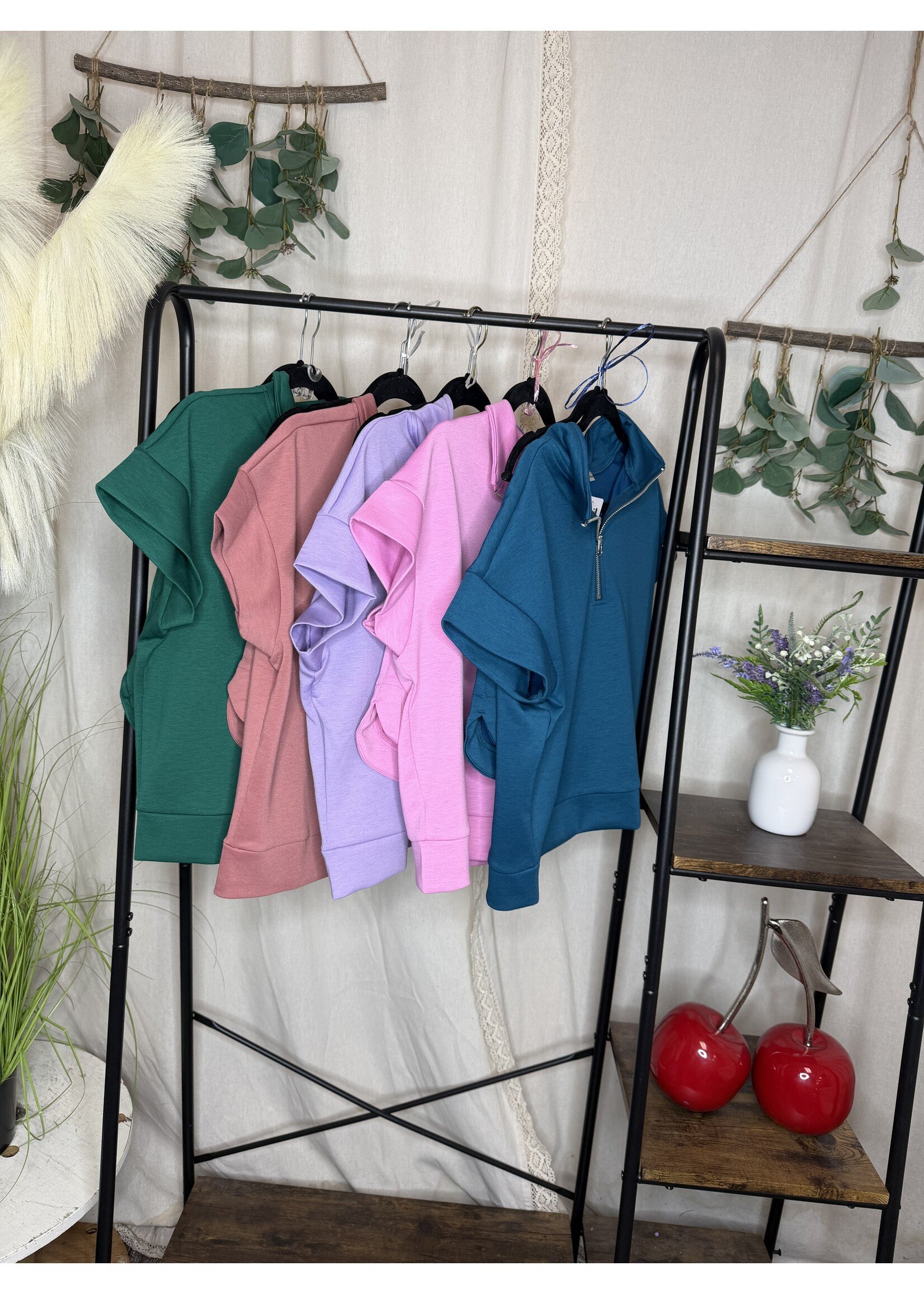 Half Zip Short Sleeve Set