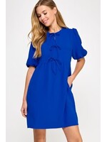 Solid Front Tie Baby Doll Dress
