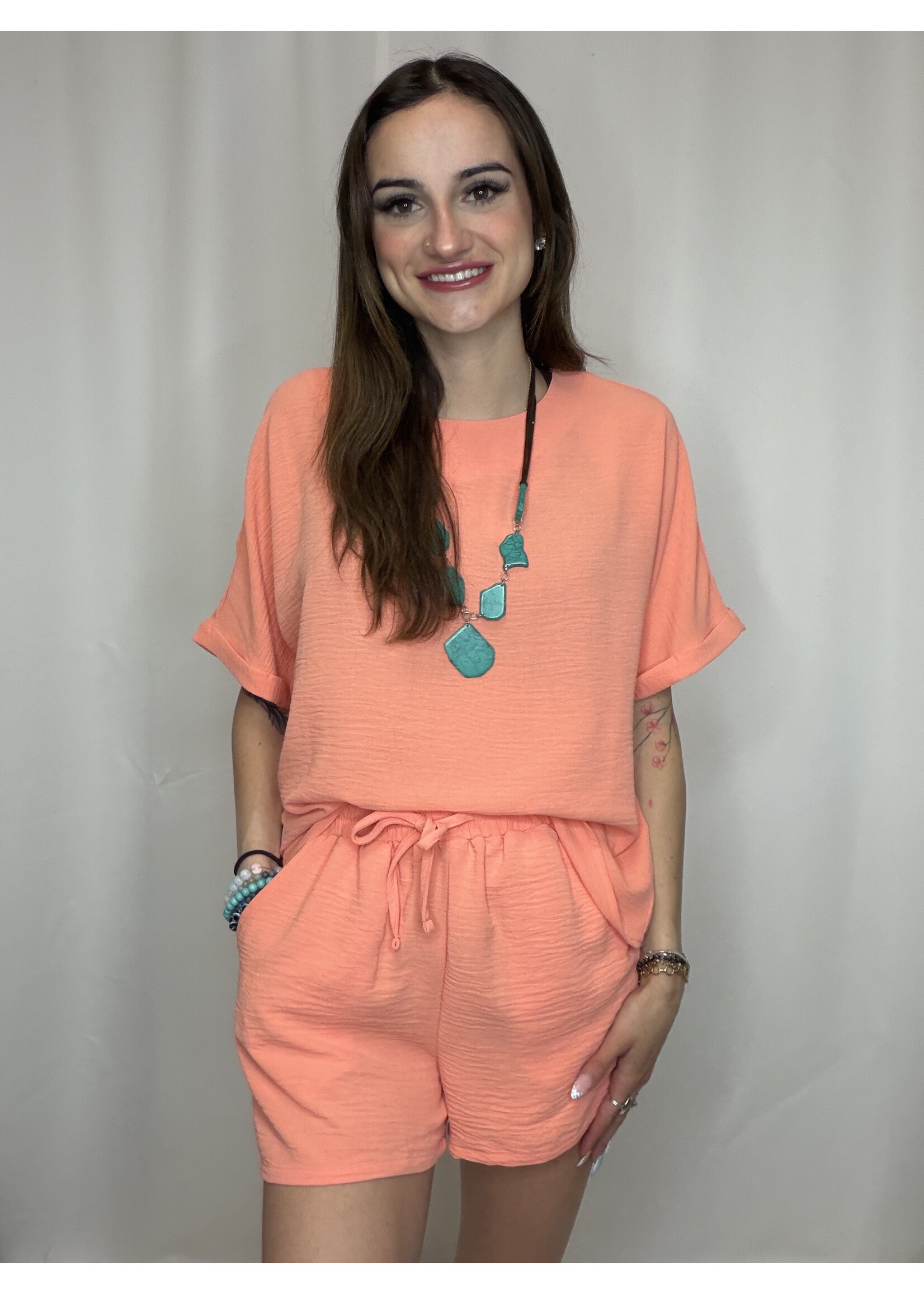 Woven Airflow Top & Shorts Set