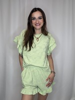 Floral Textured Ruffled Knit Top & Shorts Set