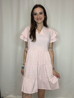 Stripe Tiered Vneck Layered Dress