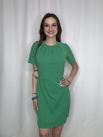 Solid Pleated Short Sleeve Dress