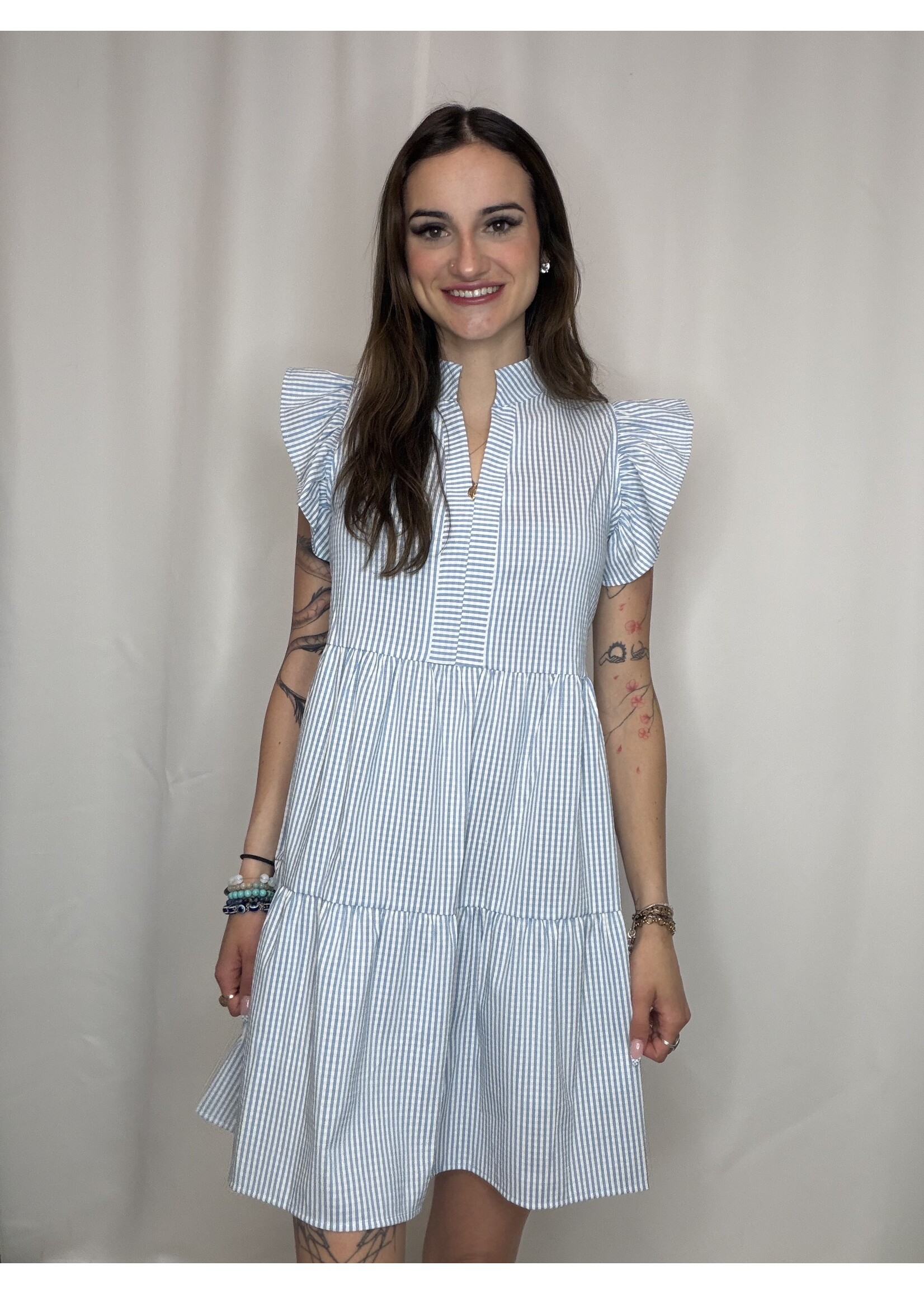 Stripe Tiered Vneck Dress