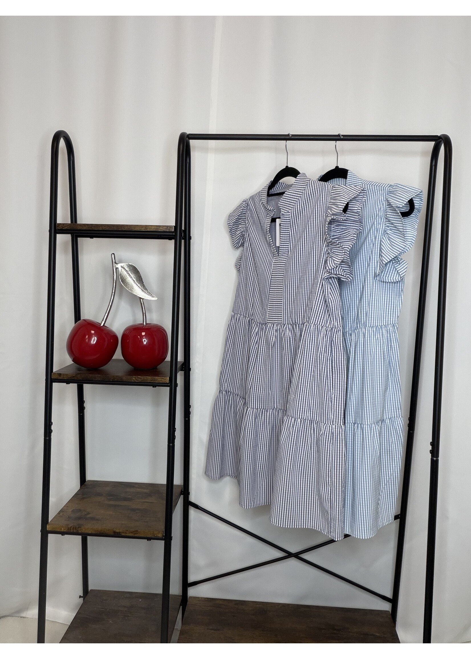 Stripe Tiered Vneck Dress