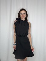 Gathered Neckline Bow Tie Sleeveless Mini Dress