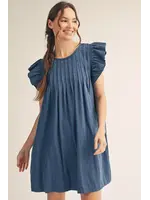 Ruffled Cap Sleeves Dress