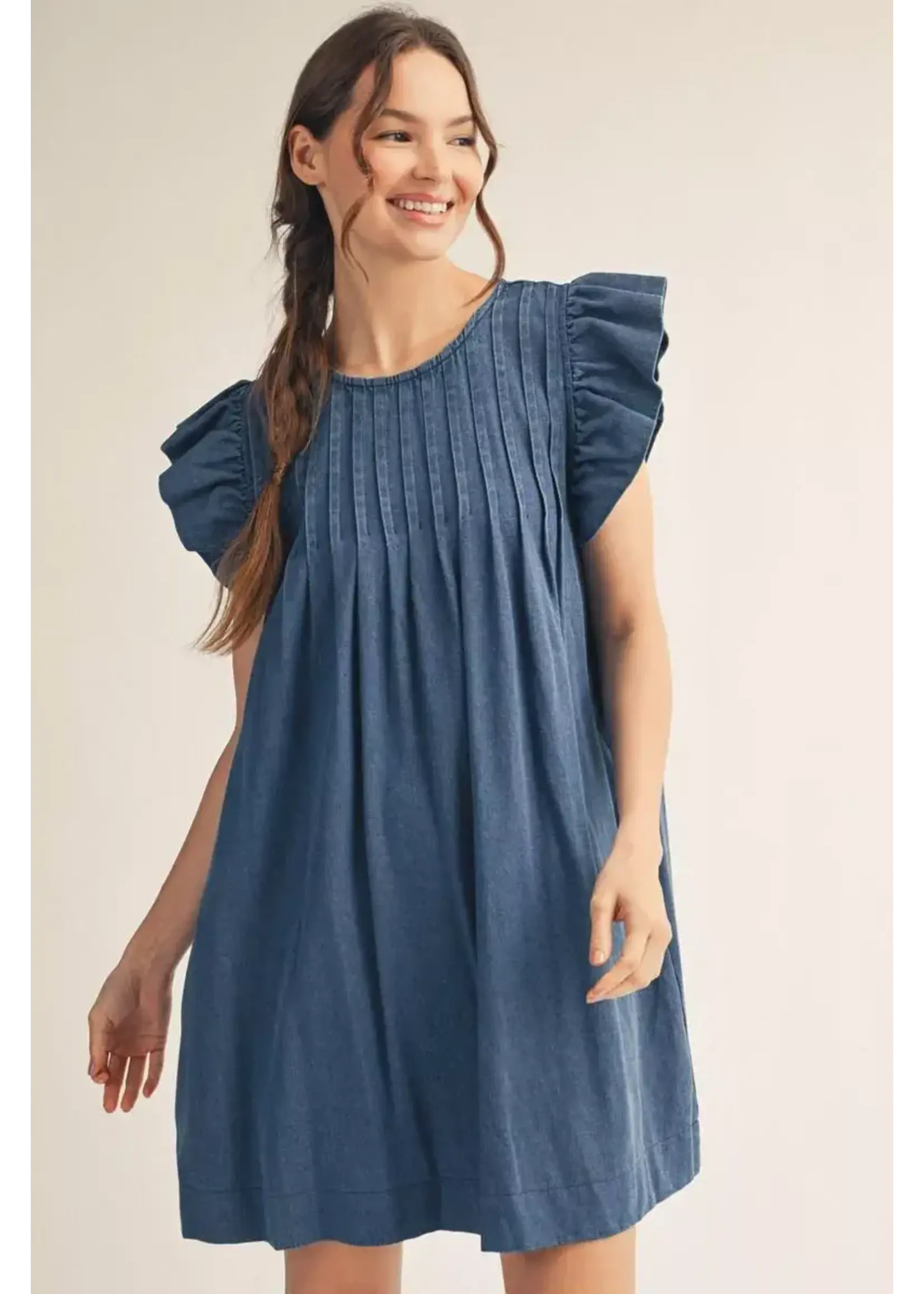 Ruffled Cap Sleeves Dress