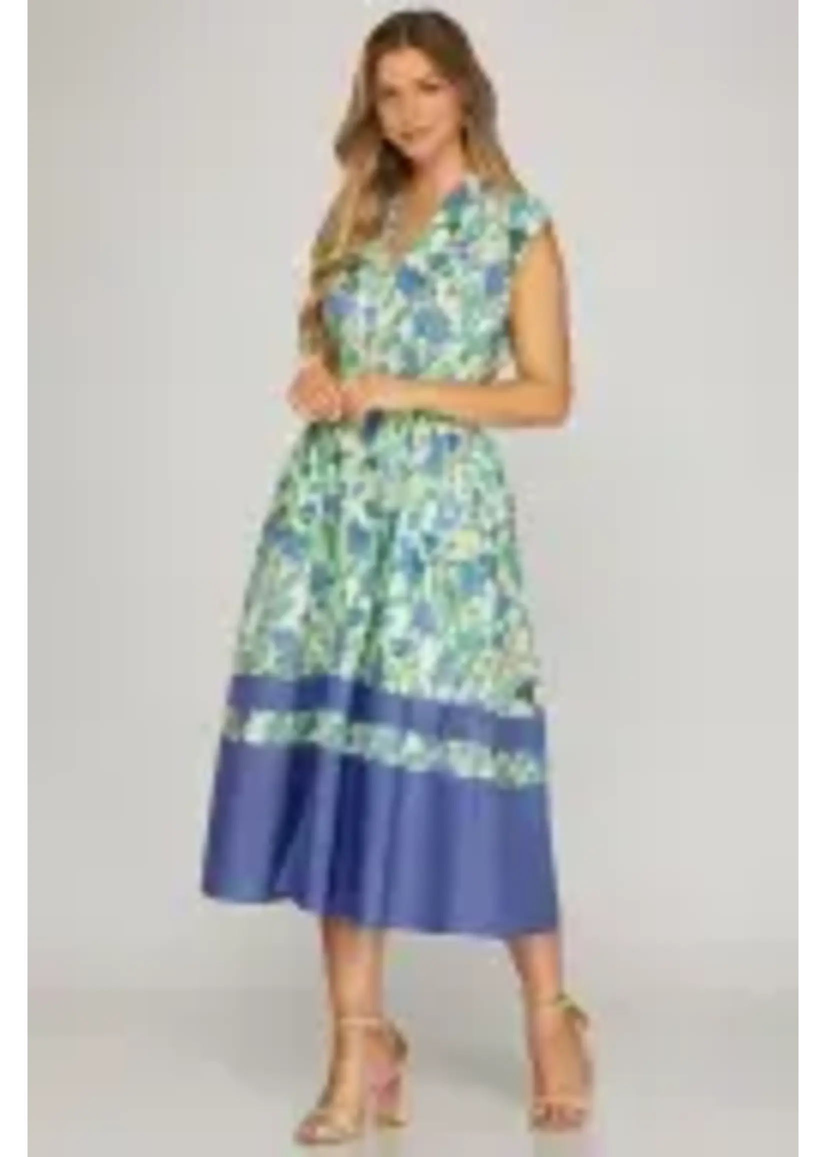 Drop Shoulder Smocked Midi Dress