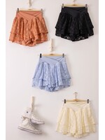 Double Layered Hem Lace Activewear Shorts