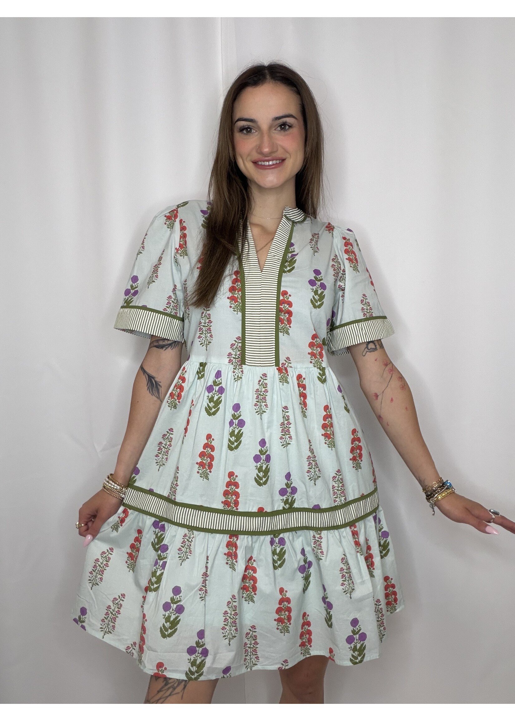 Short Sleeve Floral Print Mini Dress