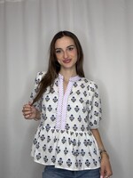 Short Sleeve Floral Peplum Top