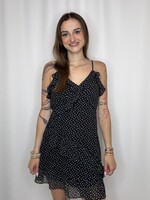 Asym Ruffled Dotted Woven Mini Dress