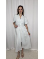 Short Sleeve Smocked Waist Front Zip Dress