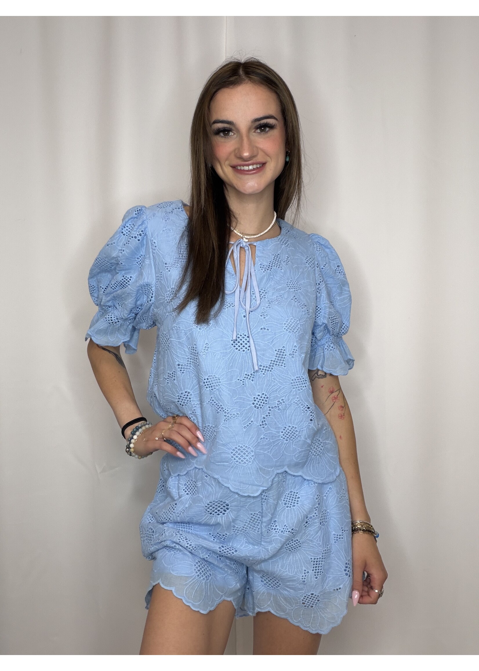 Lace Floral Shorts and Top Set