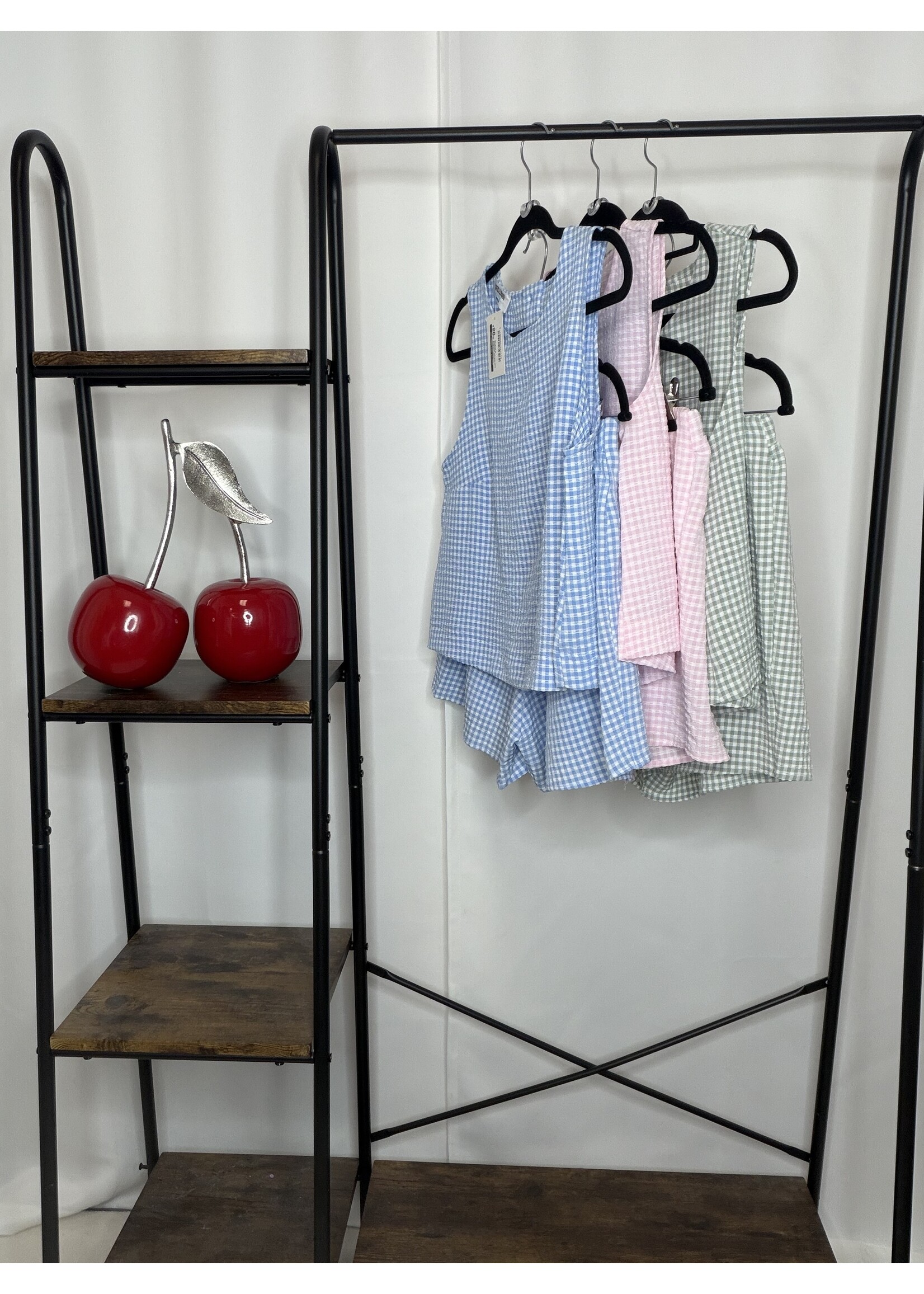 Gingham Checkered Sleeveless Top And Skort Set