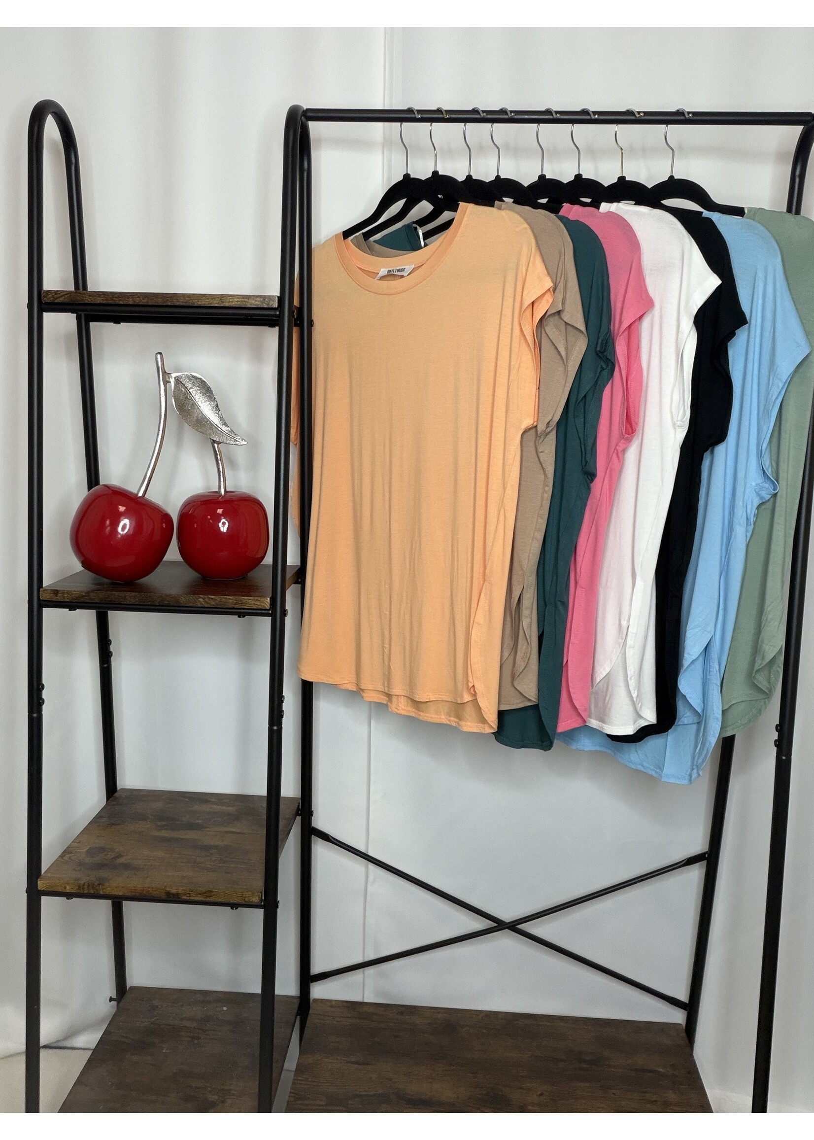 Relaxed Dolman Short Sleeve Round Neck Top