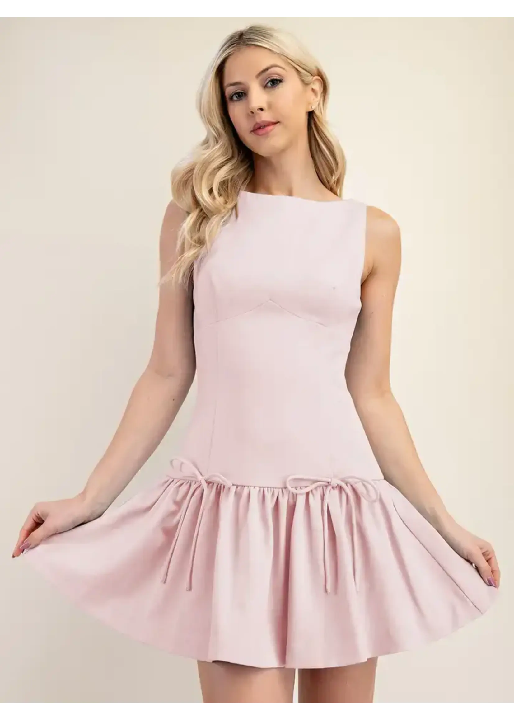 Flared Hem with Front Bows Dress