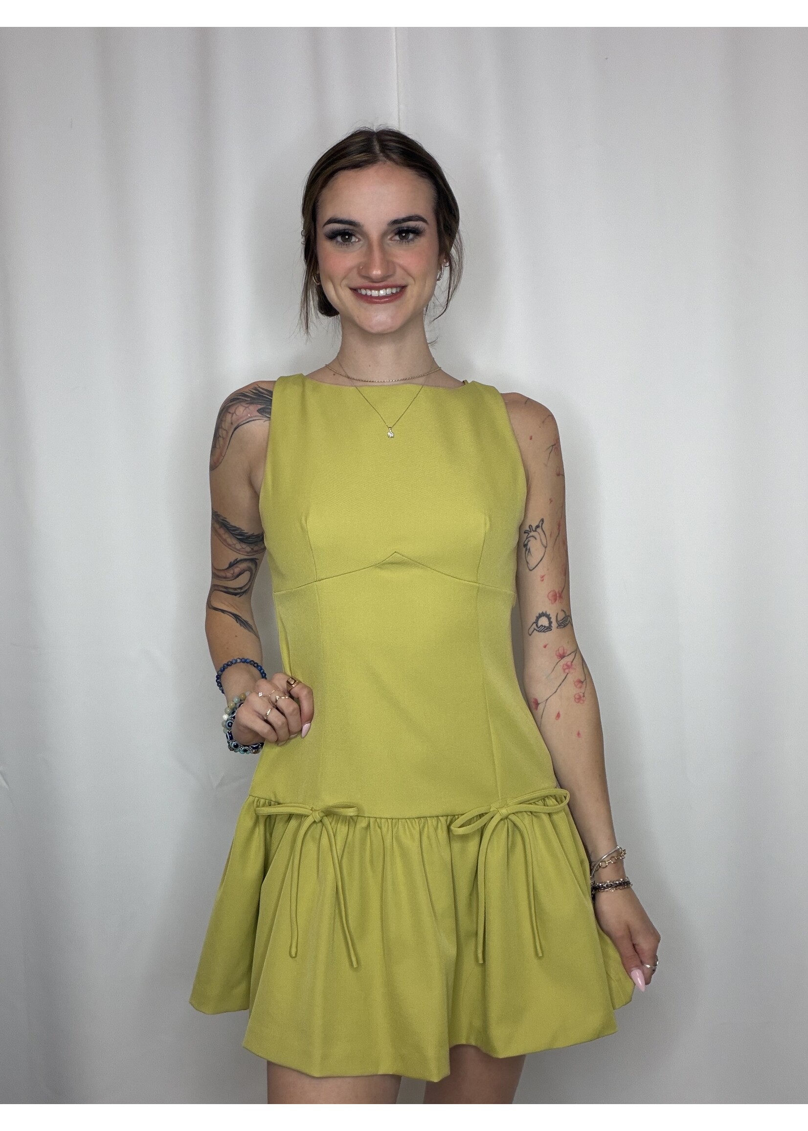 Flared Hem with Front Bows Dress