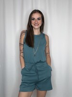 Drawstring Waist Sleeveless Romper