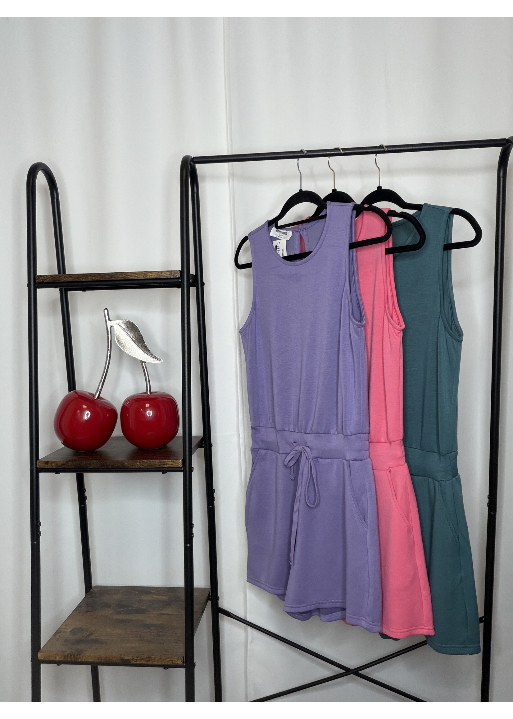 Drawstring Waist Sleeveless Romper