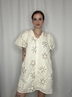 Puff Sleeves Button Down Floral Dress