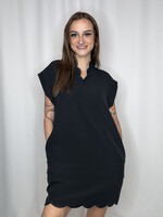 Scallop V-neck Mini Dress