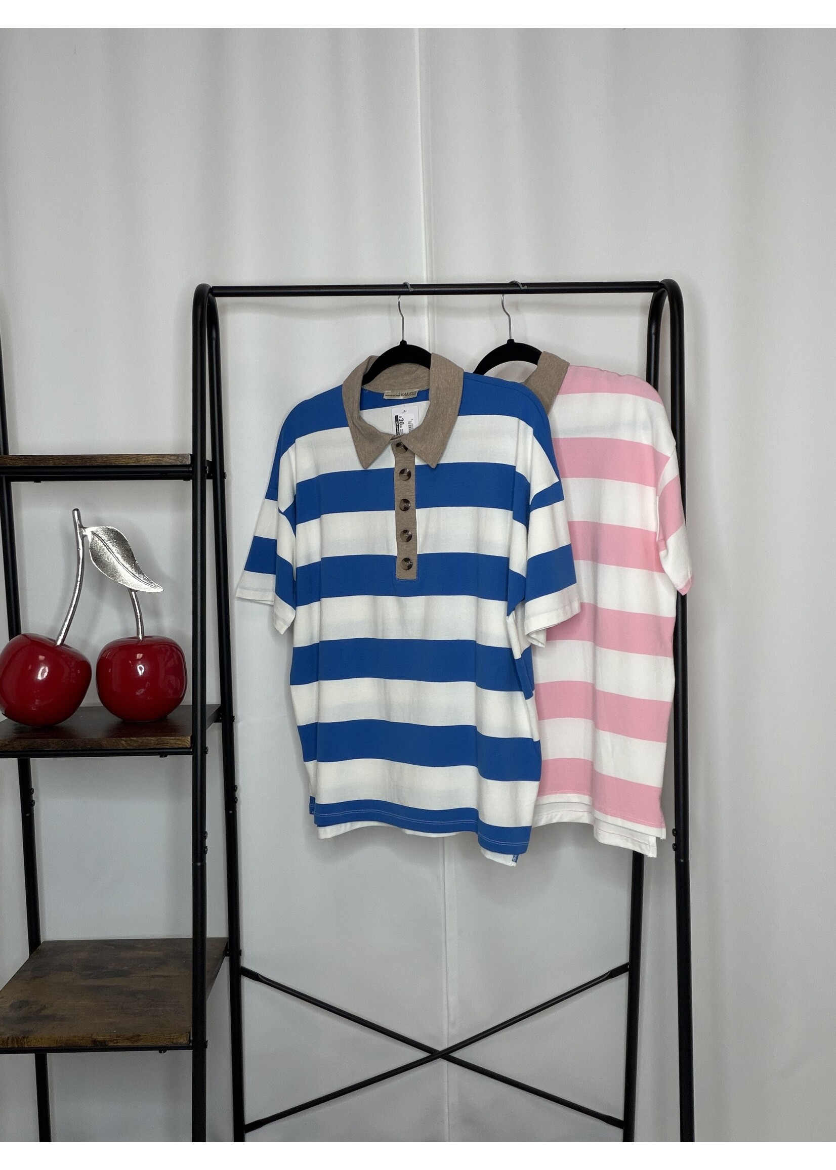 Stripe Collared Polo Top