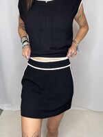 Contrast Trim Linen Mini Skirt