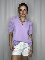 Puff Shoulder Crinkle Neck Top