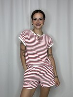 Stripe Contrast Trim Top and Shorts Set
