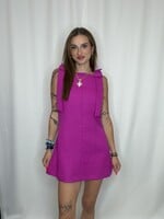 Bow Strap Mini Dress Straight Neckline